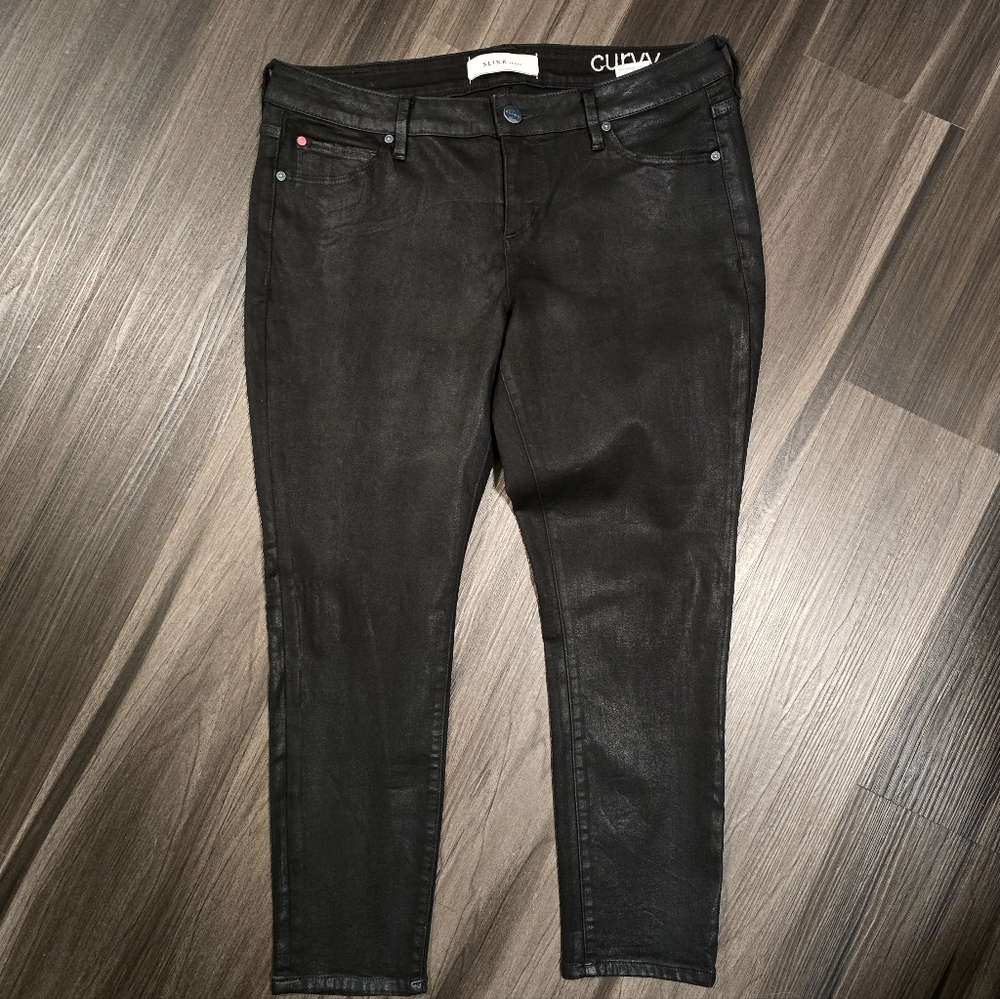 SLINK Mid-Rise Ankle Skinny Jeans, Black, Size 14